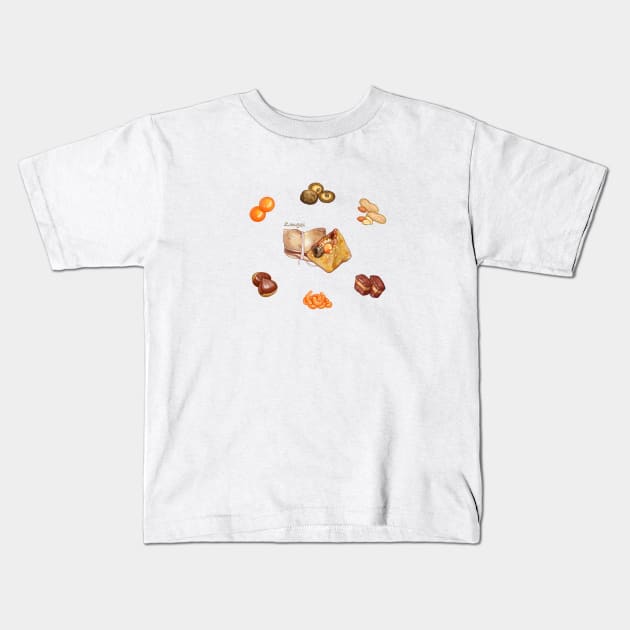 Taiwanese Food Illustration - Zongzi (Dragon Boat Festival) 台灣食物插畫 - 粽子 (端午節美食) Kids T-Shirt by Rose Chiu Food Illustration